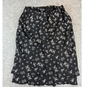 Vintage Y2K 90s Skirt Womens 1 Black AOP Layered Whimsical Straight Pencil Goth